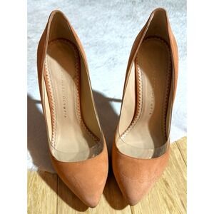 Charlotte Olympia orange suede women's High heels size‎ 38.5 Or 8.5 US Clear Top